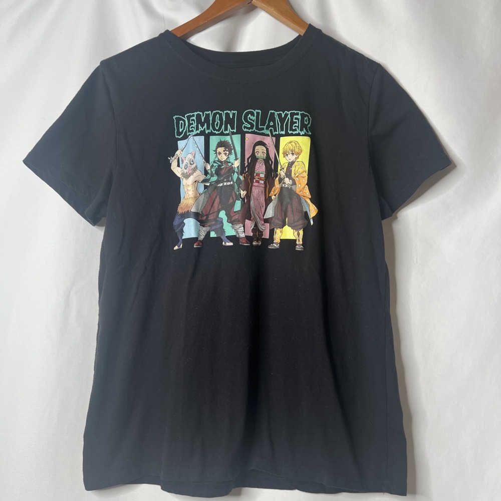 Anime Demon Slayer Women's L T-Shirt Licensed & Official Black Short Sleeve